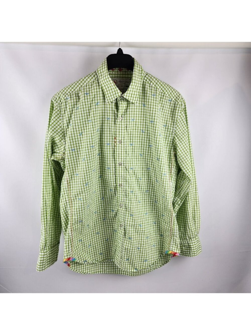 Robert Graham Jeans Shirt Mens XL Green & White Novelty Print Planes Button Up